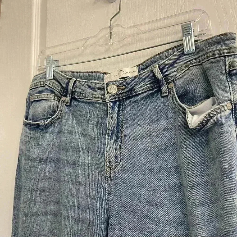 Distressed Denim Jeans with Plaid Print - Picture 8 of 13